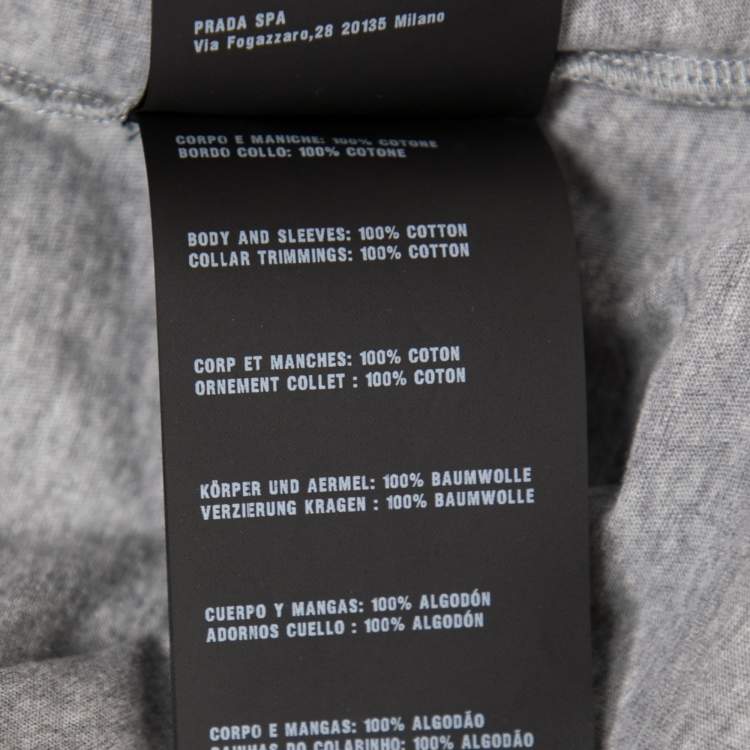 Pre Owned Prada Grey Cotton Short Sleeve V-Neck T-Shirt XL