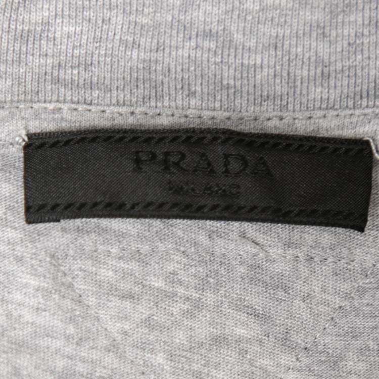 Pre Owned Prada Grey Cotton Short Sleeve V-Neck T-Shirt XL