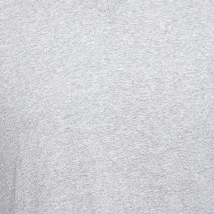 Pre Owned Prada Grey Cotton Short Sleeve V-Neck T-Shirt XL