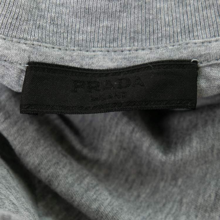 Pre Owned Prada Grey Cotton Short Sleeve V-Neck T-Shirt XL