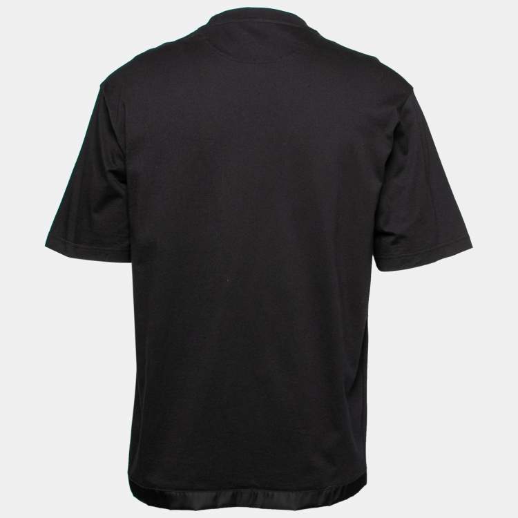 Pre Owned Prada Black Cotton Synthetic Patch Pocket Detail Short Sleeve T-Shirt L