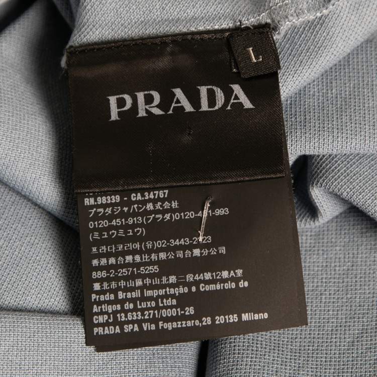 مملوكة مسبقًا Prada Blue Cotton Piqué Short Sleeve Polo T-Shirt L