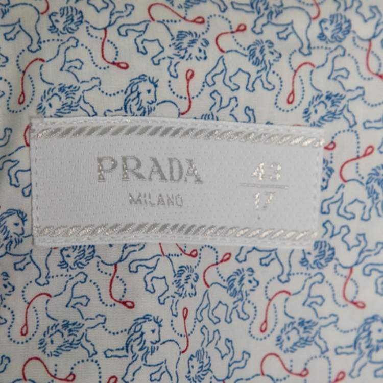 Pre Owned Prada White Printed Cotton Button Front Shirt XXL
