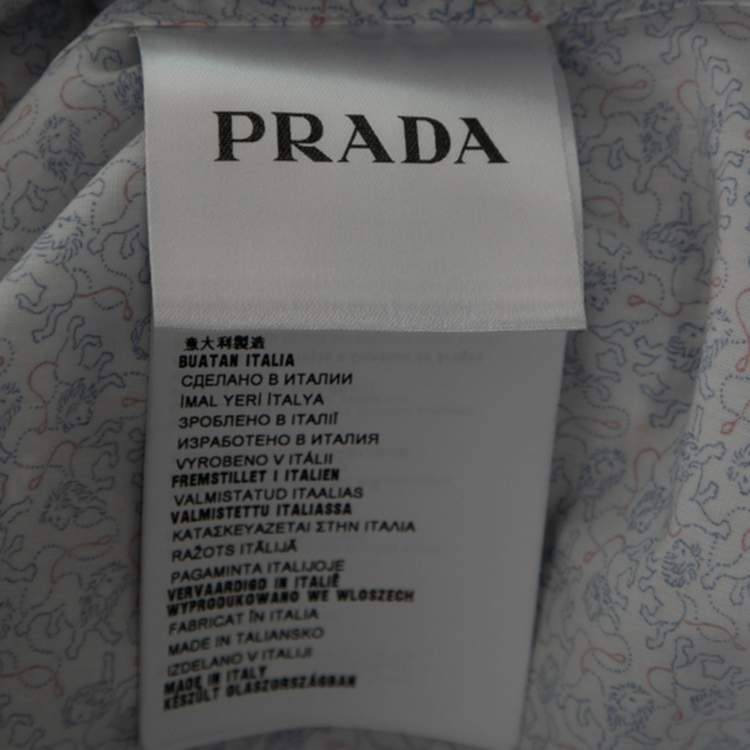 Pre Owned Prada White Printed Cotton Button Front Shirt XXL