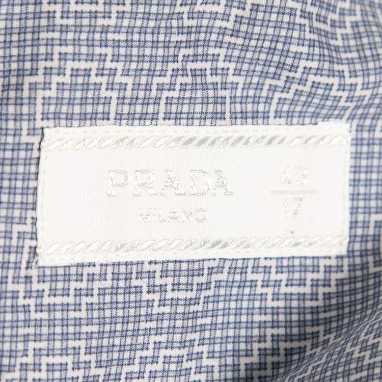 مملوكة مسبقًا Prada Blue Printed Cotton Button Front Shirt XXL