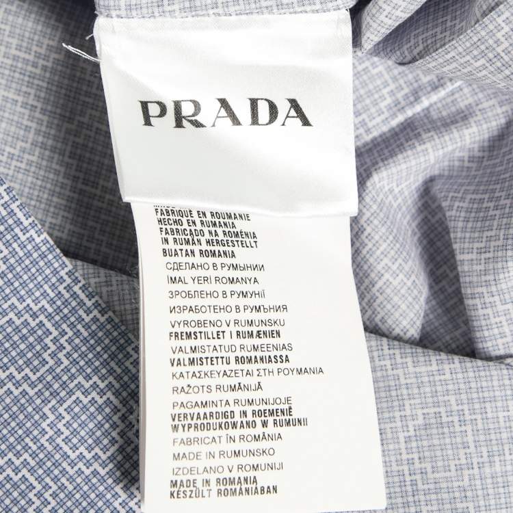 مملوكة مسبقًا Prada Blue Printed Cotton Button Front Shirt XXL
