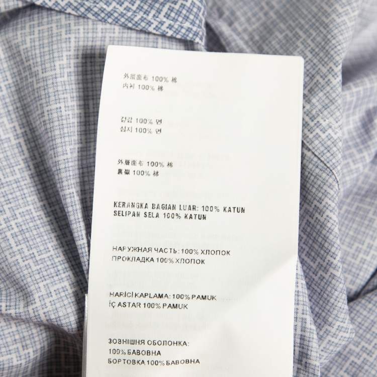 مملوكة مسبقًا Prada Blue Printed Cotton Button Front Shirt XXL
