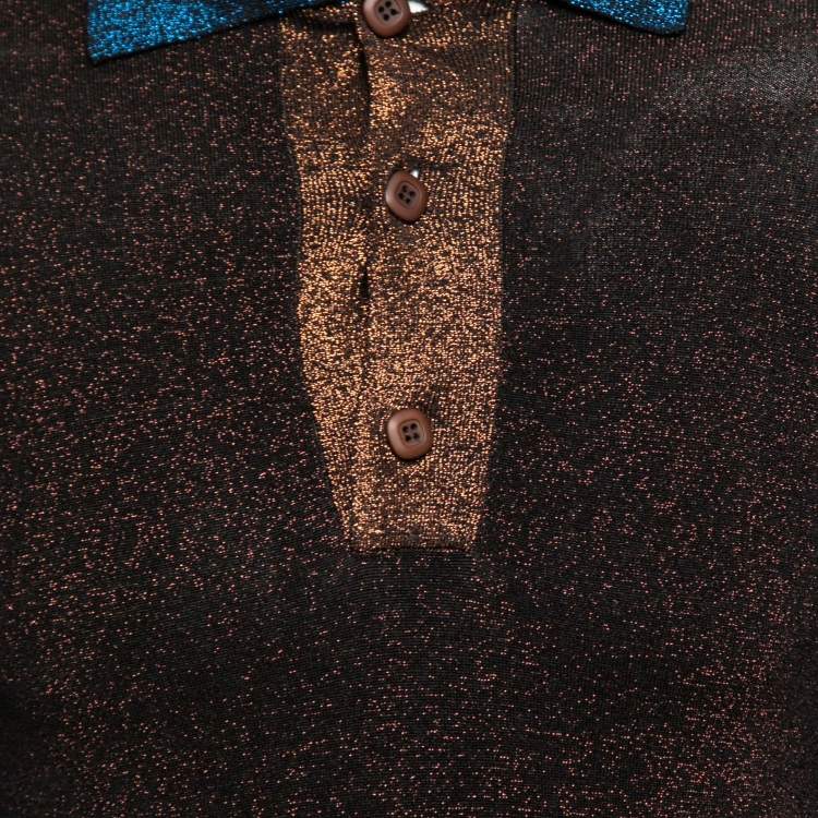 Pre Owned Prada Metallic Lurex Knit Long Sleeve Sweater S