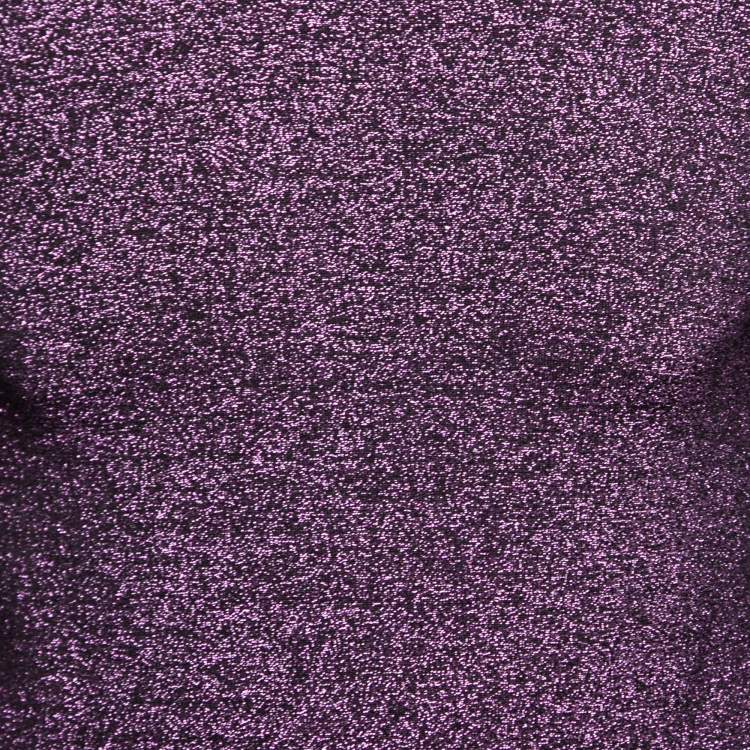 Pre Owned Prada Metallic Purple Lurex Knit Turtle Neck Long Sleeve Sweater S