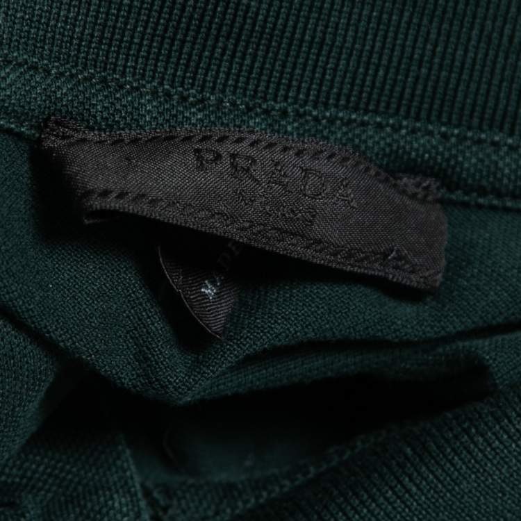 Pre Owned Prada Green Cotton Pique Short Sleeve Polo T-Shirt L