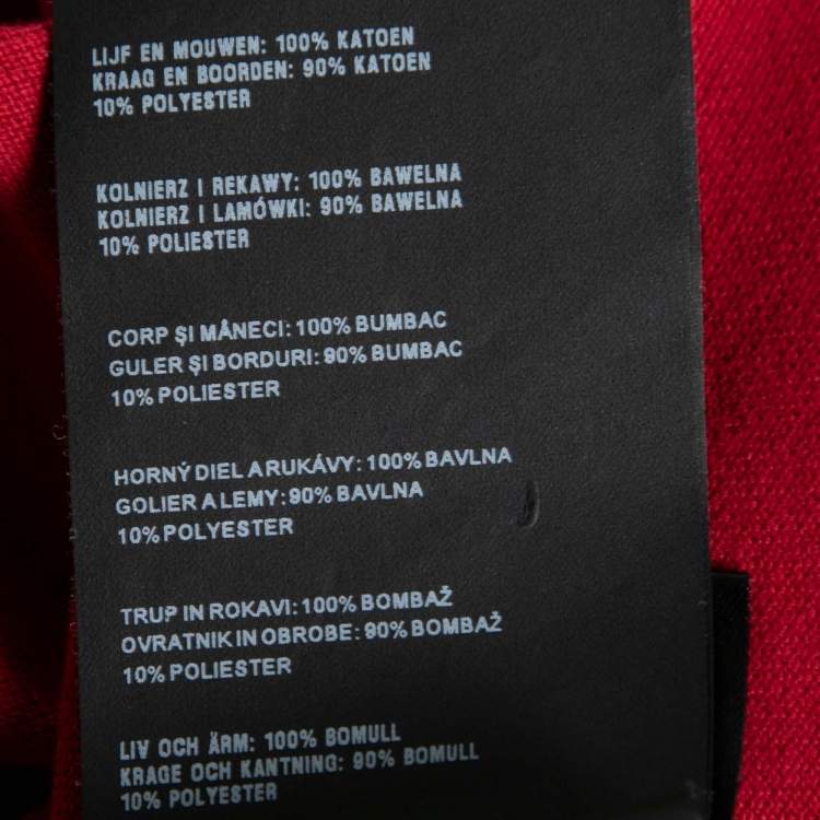Pre Owned Prada Red Cotton Pique Iconic Rubber Logo T-Shirt L