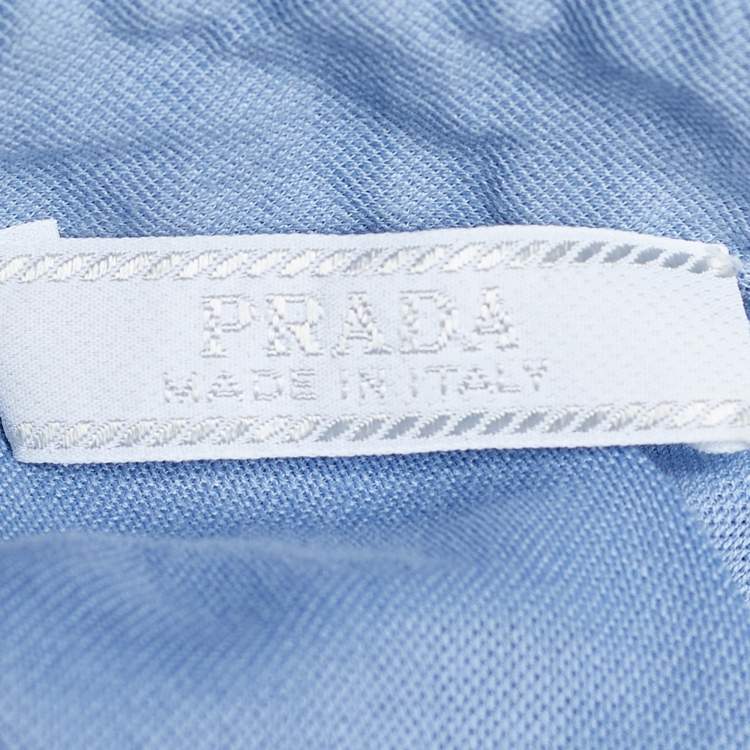 Pre Owned Prada Blue Cotton Pique Pocket Detail Polo T-Shirt XL