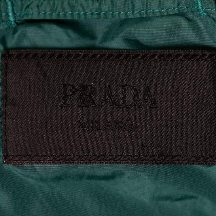 Pre Owned Prada Grey Synthetic Drawstring Detail Hooded Zip Front Jacket XXL