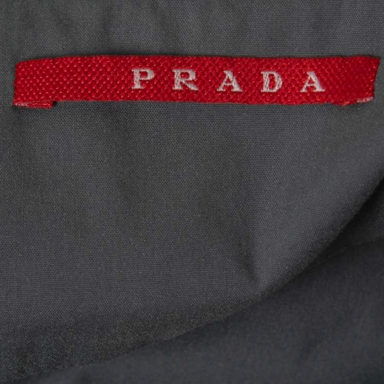Pre Owned Prada Grey Cotton Button Front Short Sleeve Shirt L