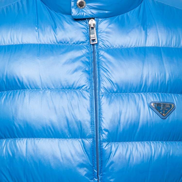 Pre Owned Prada Blue Synthetic Sleeveless Down Jacket 3XL