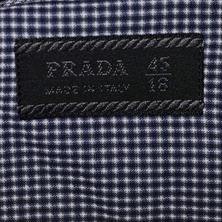 Pre Owned Prada Navy Blue Checkered Cotton Button Front Shirt 4XL