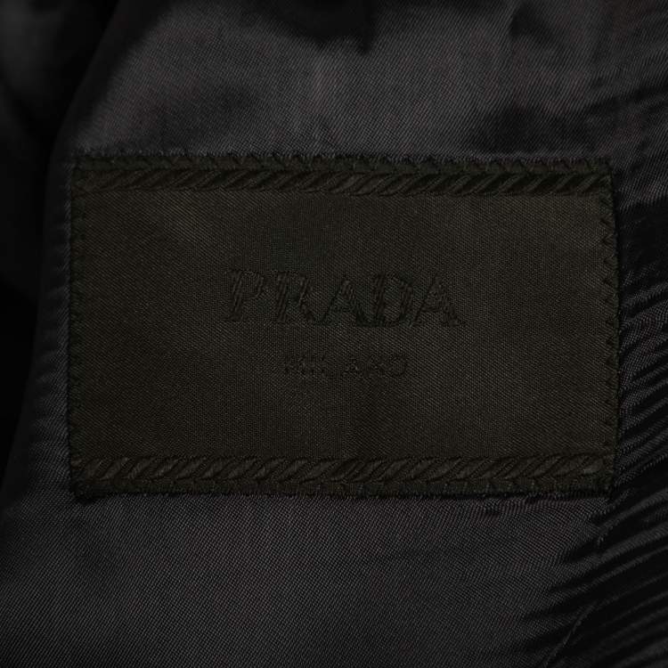 Pre Owned Prada Navy Blue Wool Button Front Blazer L