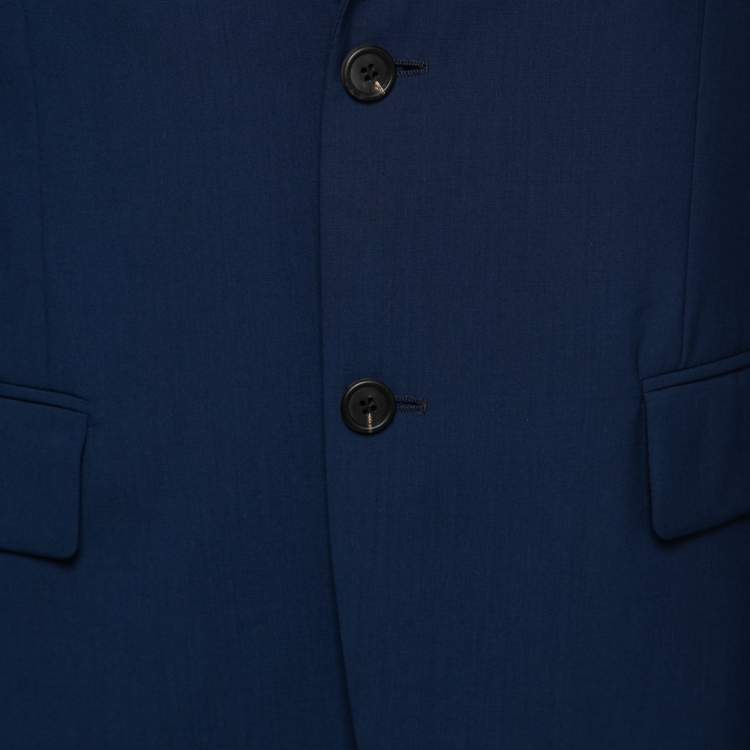 Pre Owned Prada Navy Blue Wool Button Front Blazer L