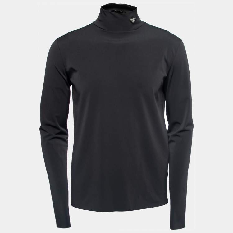 Prada Black Technical Jersey Mock Neck Turtleneck Sweater XL Prada | The  Luxury Closet