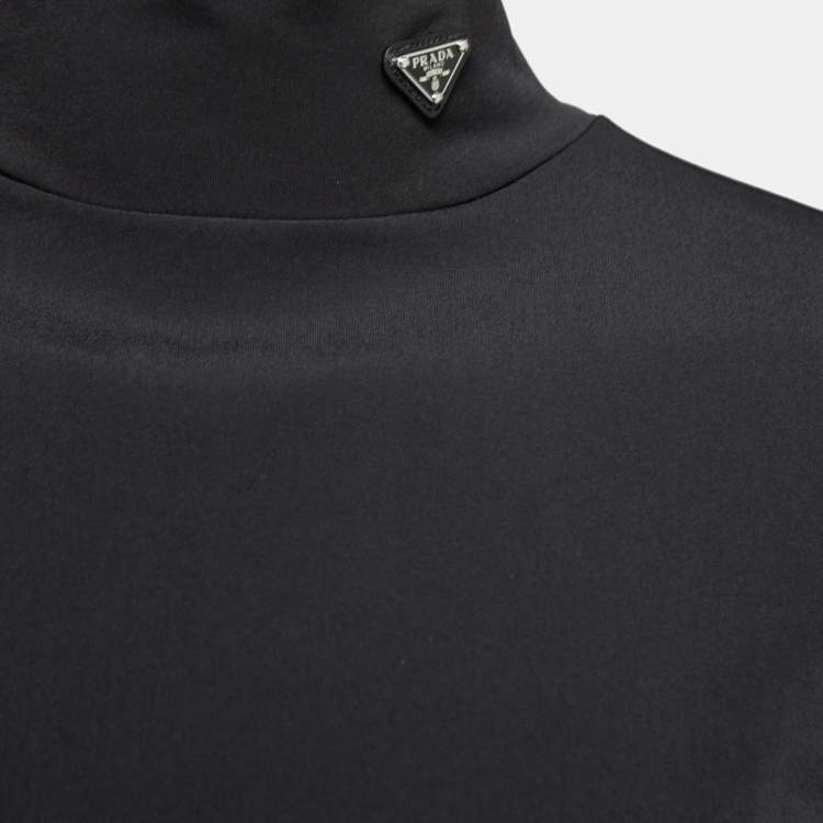 Pre Owned Prada Black Technical Jersey Mock Neck Turtleneck Sweater XL