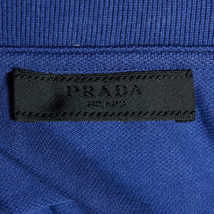 مملوكة مسبقًا Prada Navy Blue Cotton Pique Polo T-Shirt M