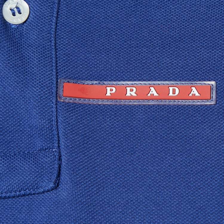 مملوكة مسبقًا Prada Navy Blue Cotton Pique Polo T-Shirt M