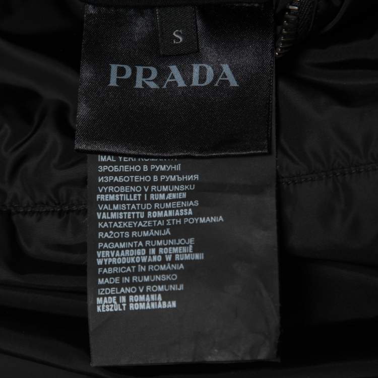 Pre Owned Prada Black Synthetic Reversible Hooded Jacket S
