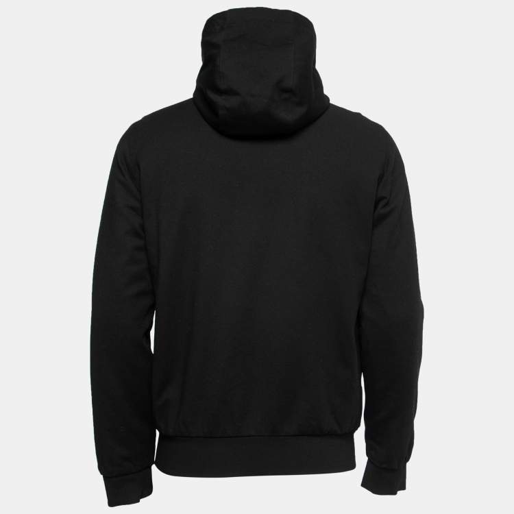Pre Owned Prada Black Synthetic Reversible Hooded Jacket S