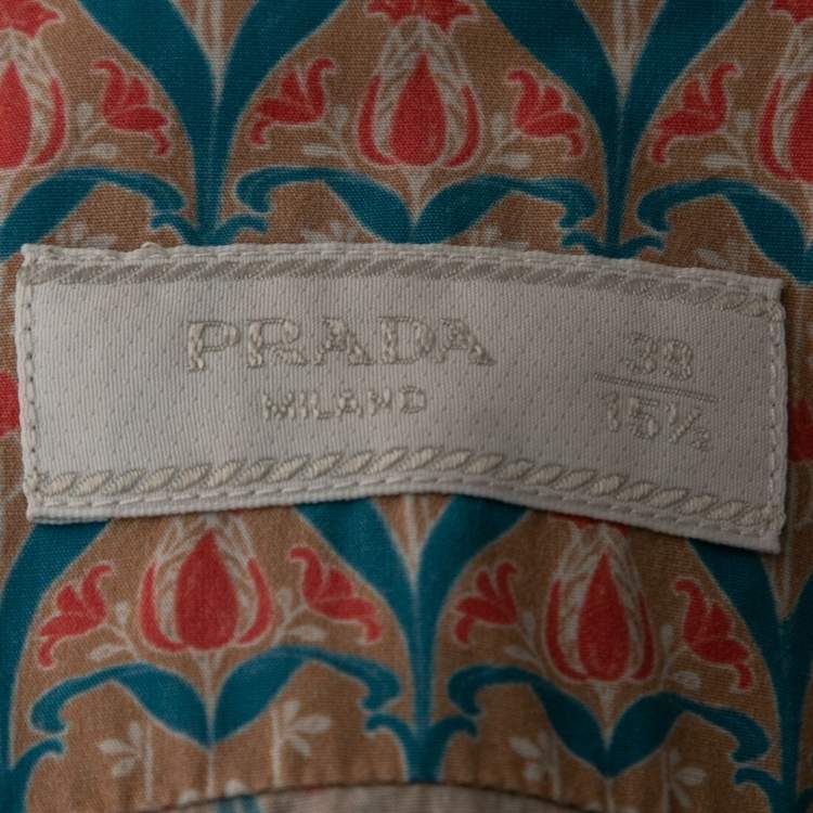 Pre Owned Prada Blush Pink Printed Cotton Short-Sleeve Shirt M