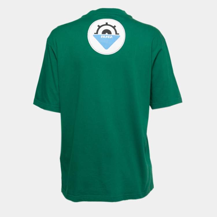 Prada Green Cotton Patch Detail T-Shirt S Prada | TLC