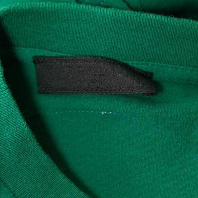 Pre Owned Prada Green Cotton Patch Detail T-Shirt S