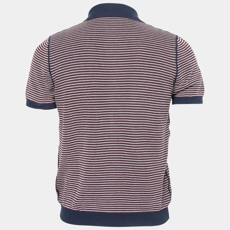 Pre Owned Prada Multicolor Patterned Knit Short Sleeve Polo T-Shirt L