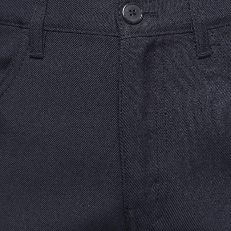 مملوكة مسبقًا Prada Navy Blue Rubber Patch Logo Trousers M