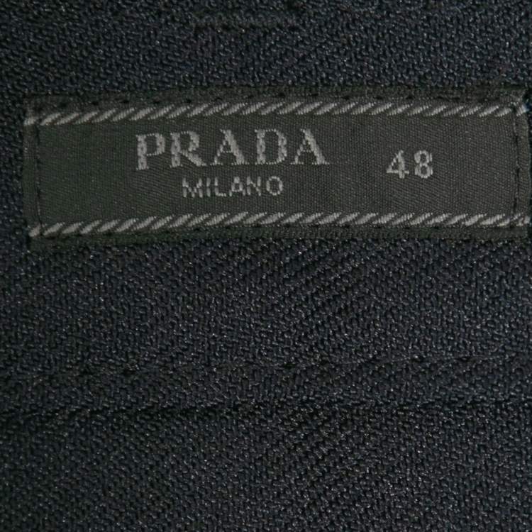 مملوكة مسبقًا Prada Navy Blue Rubber Patch Logo Trousers M