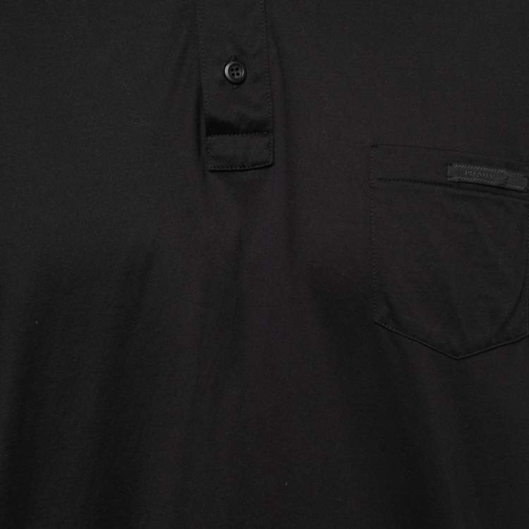 مملوكة مسبقًا Prada Black Cotton Polo T-Shirt 3XL