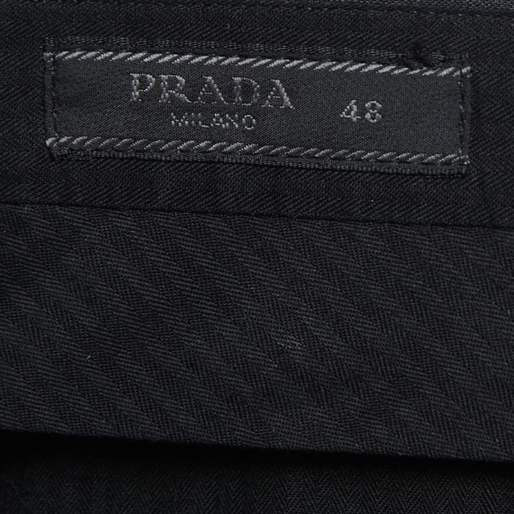 Pre Owned Prada Charcoal Grey Wool Trousers M