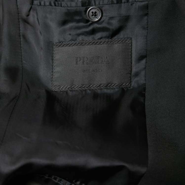 Pre Owned Prada Black Wool Single-Breasted Blazer L