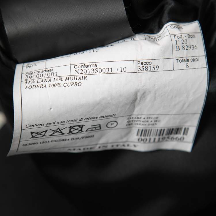 Pre Owned Prada Black Wool Single-Breasted Blazer L