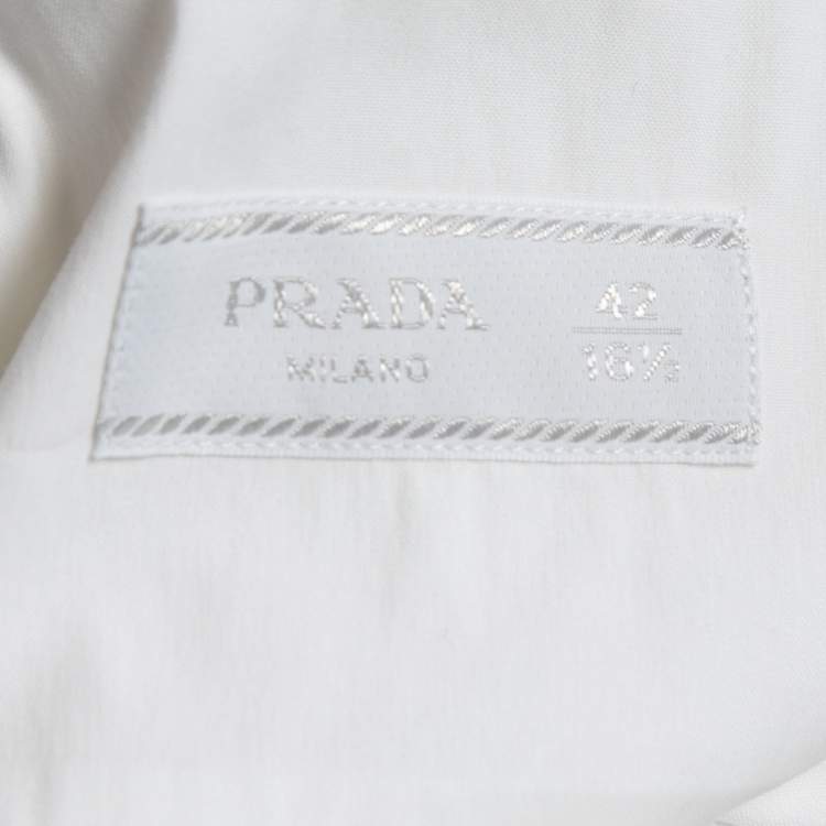 Pre Owned Prada White Stretch Cotton Button Front Shirt L