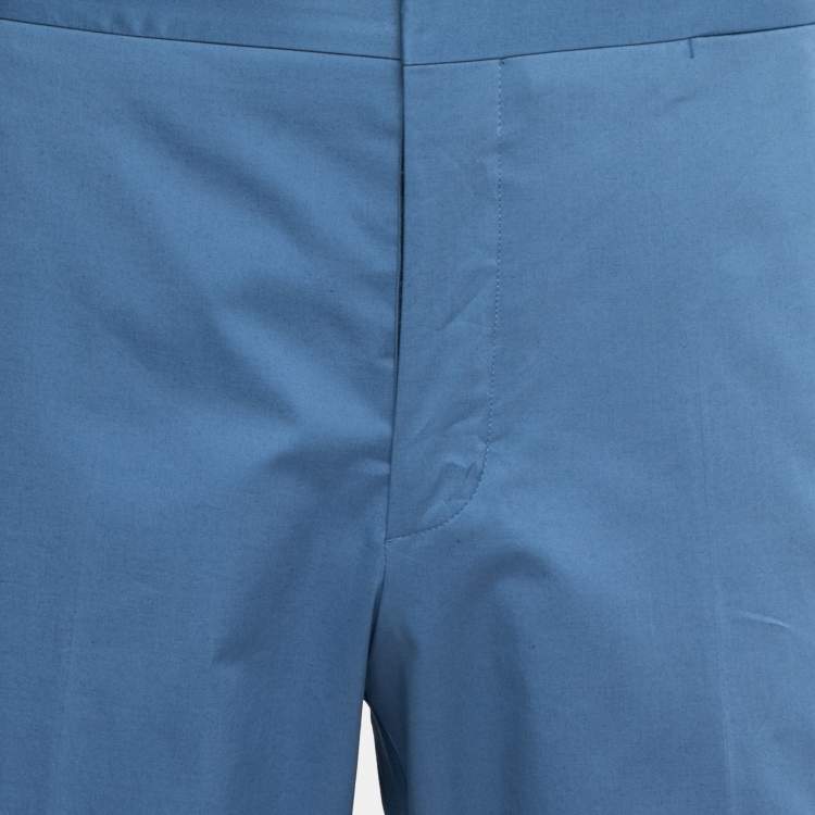 Pre Owned Prada Light Blue Stretch Cotton Trousers XL 