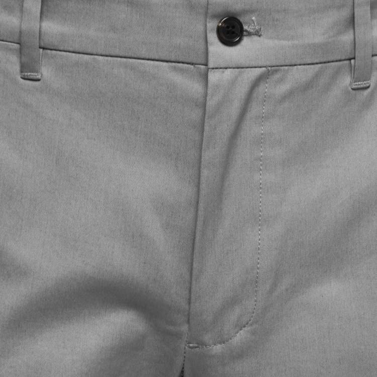 Pre Owned Prada Grey Stretch Cotton Trousers L