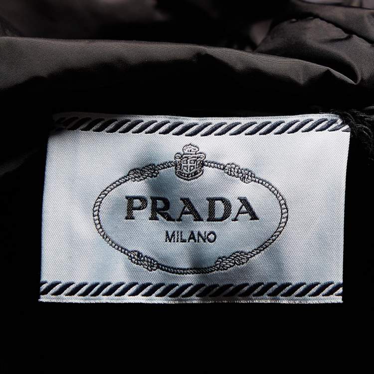 Pre Owned Prada Navy Blue Cotton Knit Hooded Jacket XL