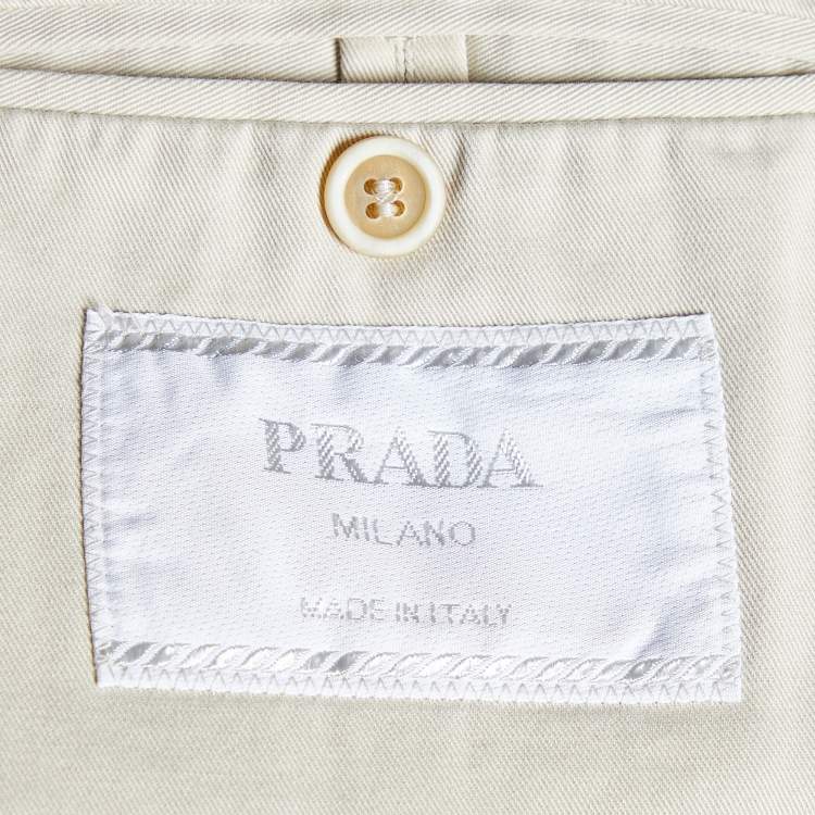 Pre Owned Prada Beige Cotton Button Front Blazer XXL