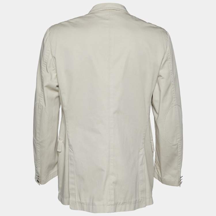 Pre Owned Prada Beige Cotton Button Front Blazer XXL