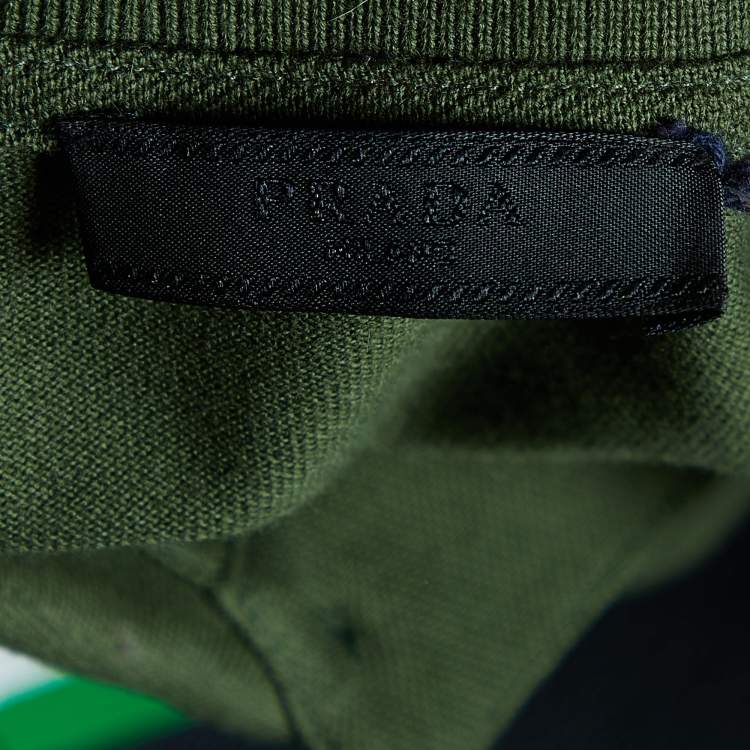 Pre Owned Prada Green Cotton Knit Polo T-Shirt M