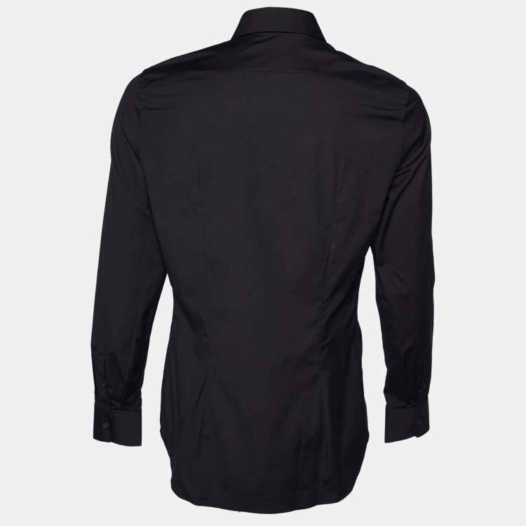 Pre Owned Prada Black Cotton Button Front Shirt L