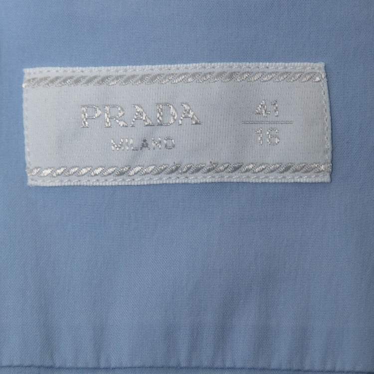 Pre Owned Prada Blue Stretch Cotton Button Front Full Sleeve Shirt L