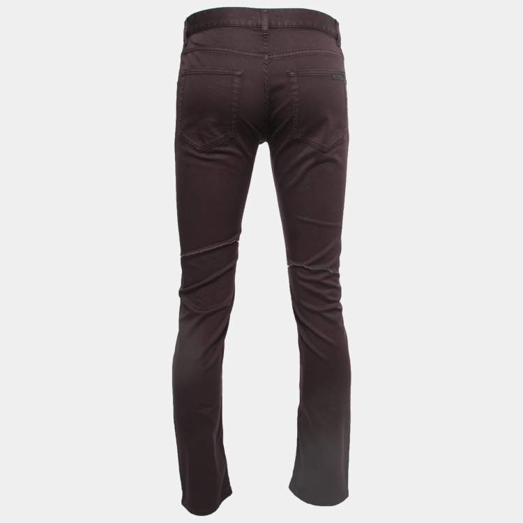 Pre Owned Prada Burgundy Denim Regular Fit Jeans S Waist 32"