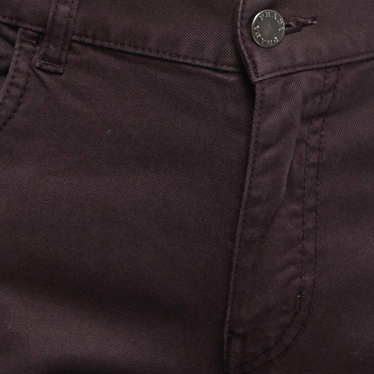Pre Owned Prada Burgundy Denim Regular Fit Jeans S Waist 32"