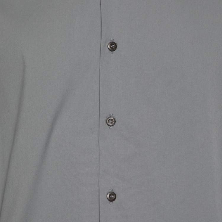 Pre Owned Prada Grey Stretch Cotton Button Front Shirt L